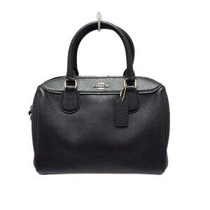 COACH Crossgrain Leather Bennett Mini Satchel F32202 Black Leather -